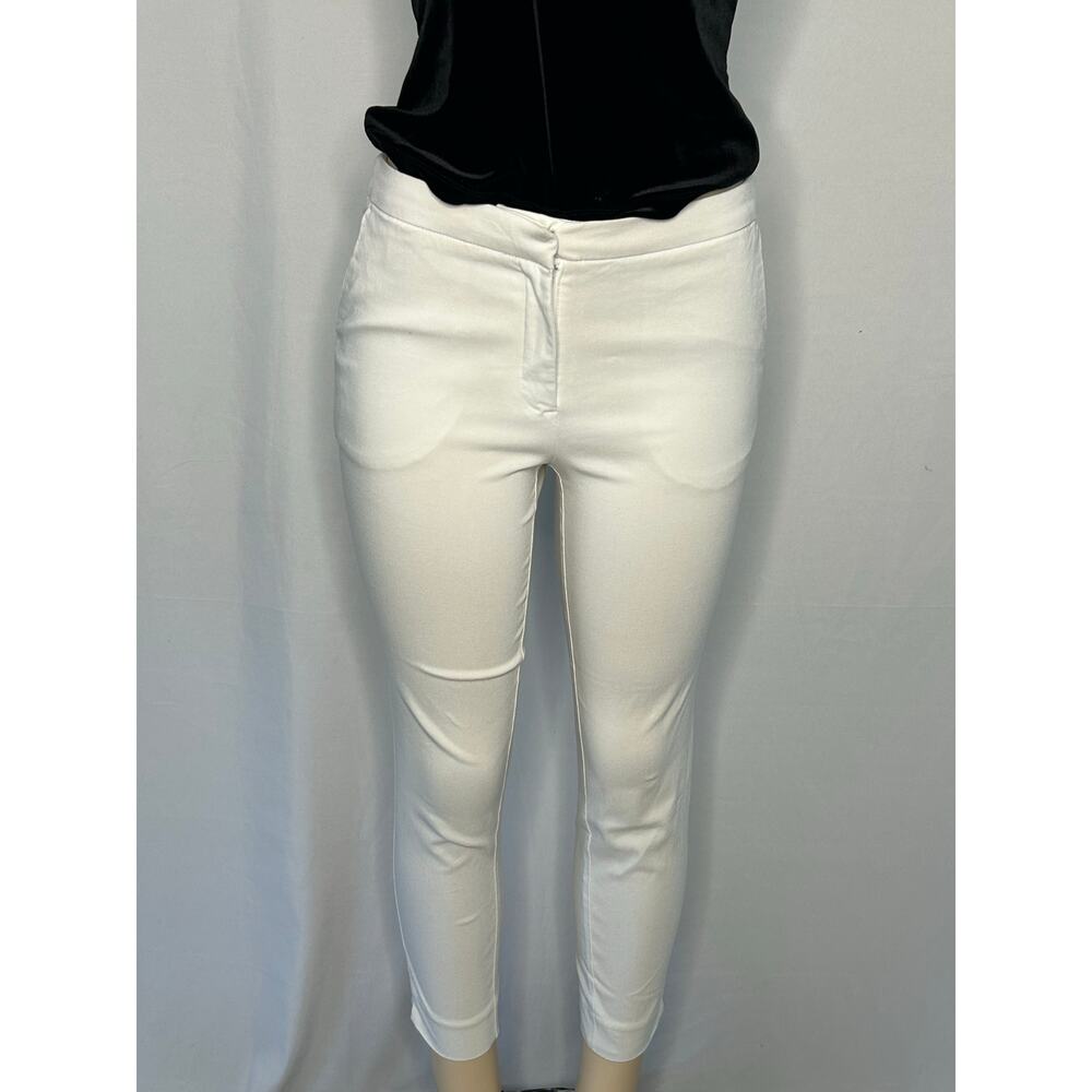 Cleo Petites White Ankle Pants Size 4P Stretch Slim Career Office